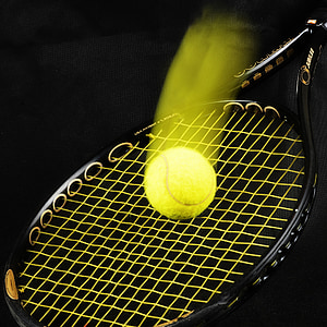 tennis, racket, ball, tennis-ball, background, black background, moving ball