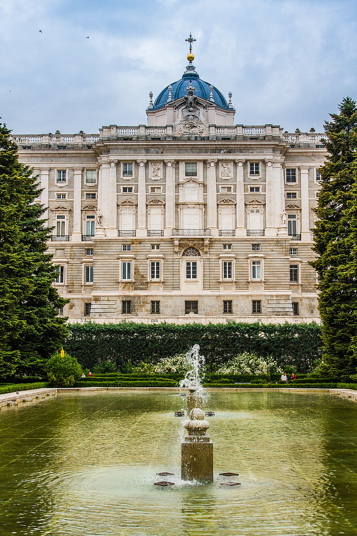 madrid, palace, architecture, royal palace, monument, facade, garden