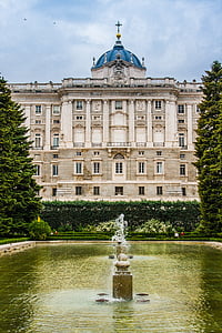 Мадрид, Дворец, Архитектура, Королевский дворец, Памятник, фасад, Сад