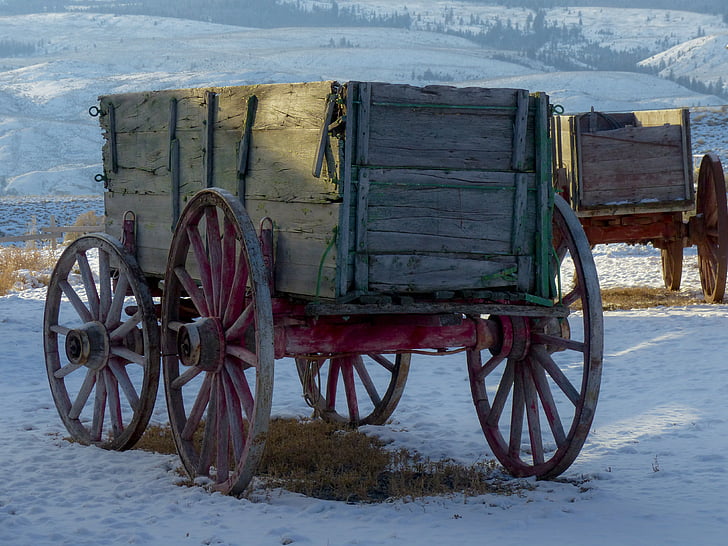 wagon, Deadman, Ranch, oude, gebouwen, houten, Western-style