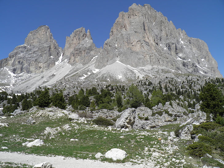 Dolomiitit, vuoret, Trentino, Holiday, kesällä, Mountain, lumi