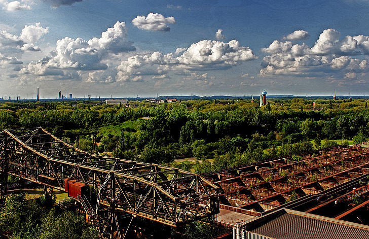 industrie, lapadu, région de la Ruhr, parc industriel, parc paysager, Duisburg