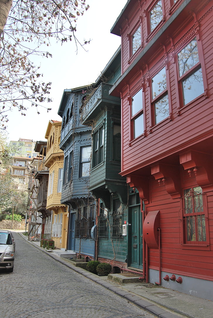 Istanbul, Turkiet, Kuzguncuk, Konak, gränd, Road, bostäder