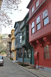 Istanbul, Turkiet, Kuzguncuk, Konak, gränd, Road, bostäder