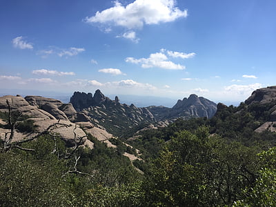 cer, munte, Montserrat, Catalonia, peisaj, natura, nori