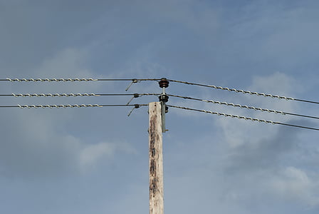 power lines, telegraph, sky, power, electricity, line, wire