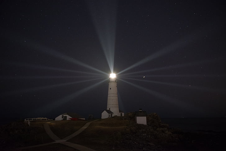 Lighthouse, öö, majakas, Ajalooline, Boston, Massachusetts, Ameerika Ühendriigid