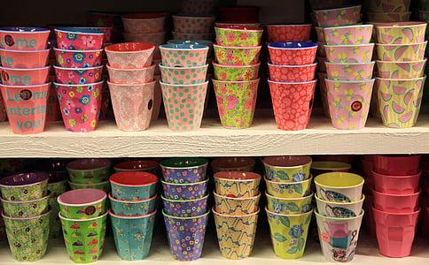 Piala, warna-warni, warna, minuman, keramik, mug kopi, trinkbecher