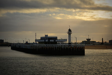 Oostende, pomol, svetilnik, morje