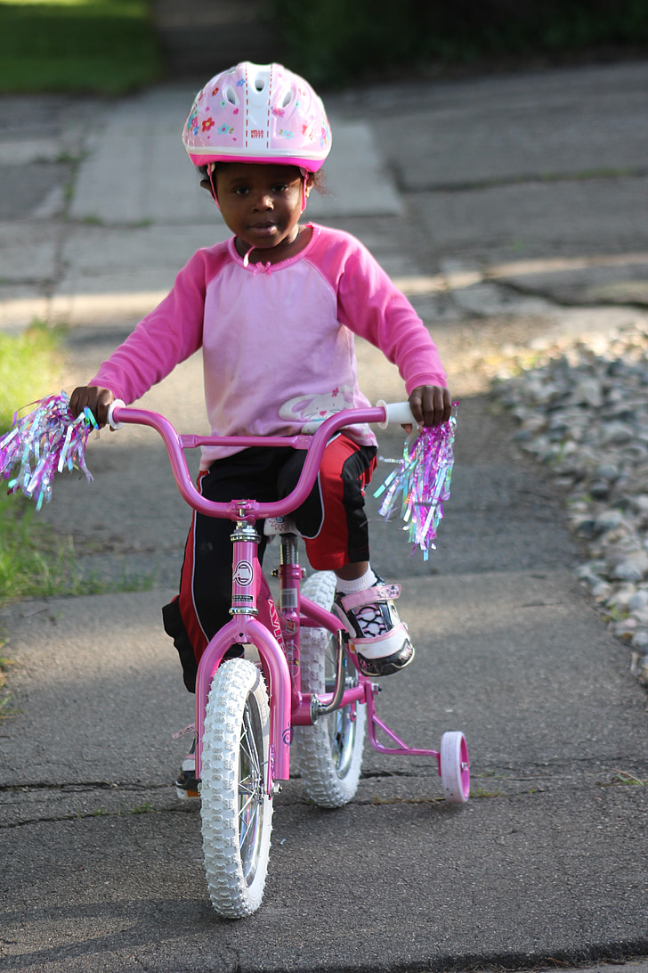 enfant VTT, famille afro-américaine, vélo, enfant, vélo, africain, américain