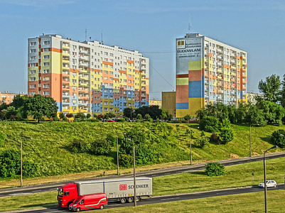 wyzyny, Bydgoszcz, gebouw, appartementengebouw, condominium, residentiële, stedelijke