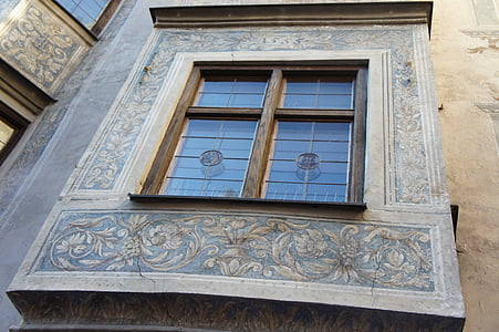finestra a bovindo, Casa, facciata, verniciato, costruzione, parete, finestra