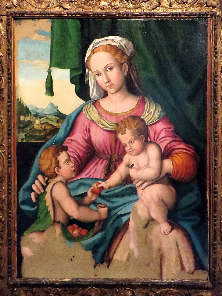 Italia, Bologna, Santo stefano, tabell, maleri, fødselspermisjon, Virgin og barn