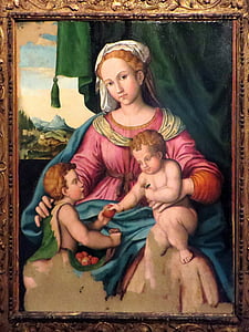 Itálie, Bologna, Santo stefano, tabulka, malba, mateřství, Panna a dítě