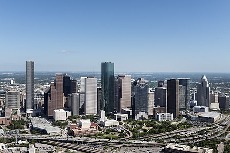 Luftbild Skyline von Houston, Urban, Straßen, Verkehr, Stadt, Straßen, Reisen