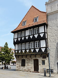 trähus inramade, Braunschweig, historiskt sett, gamla stan, distriktet, gamla, byggnad