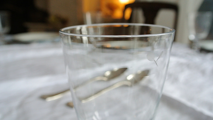 cristal, argintărie, de luat masa, Restaurantul, macro