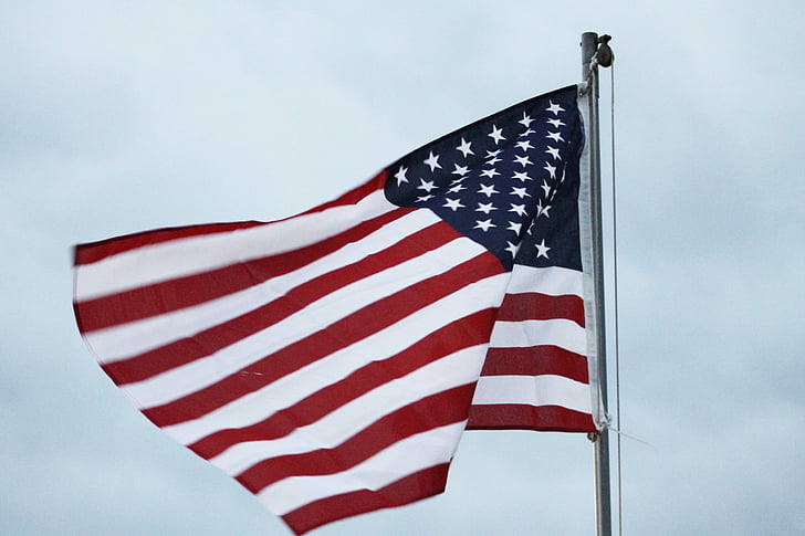 ameriško zastavo, patriotizem, val, nebo, ameriški, zastavo, ZDA
