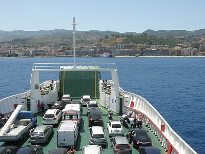 färja, fartyg, Sicilien, bilar, transport, havet