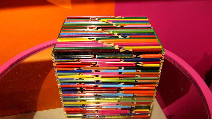 kutusu, renkli kalemler, Sanat, kalemler, renkli kurşun kalem, çok renkli, Eğitim