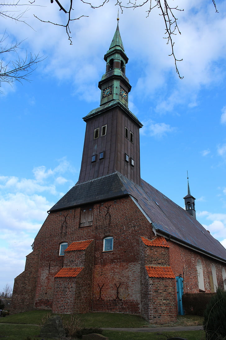Kerk van st magnus tating, kerken, kerk, Eiderstedt, het platform, gebouw