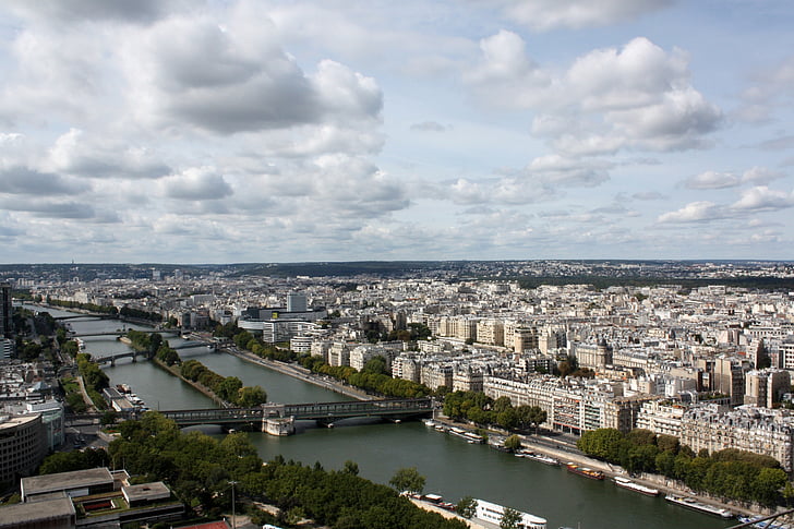 Párizs, a Szajna, panoráma, nézet, folyó, a francia főváros, turizmus