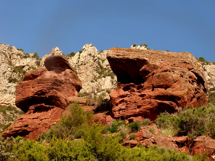 rotsen, rood, Montsant, Priorat, natuur, steen