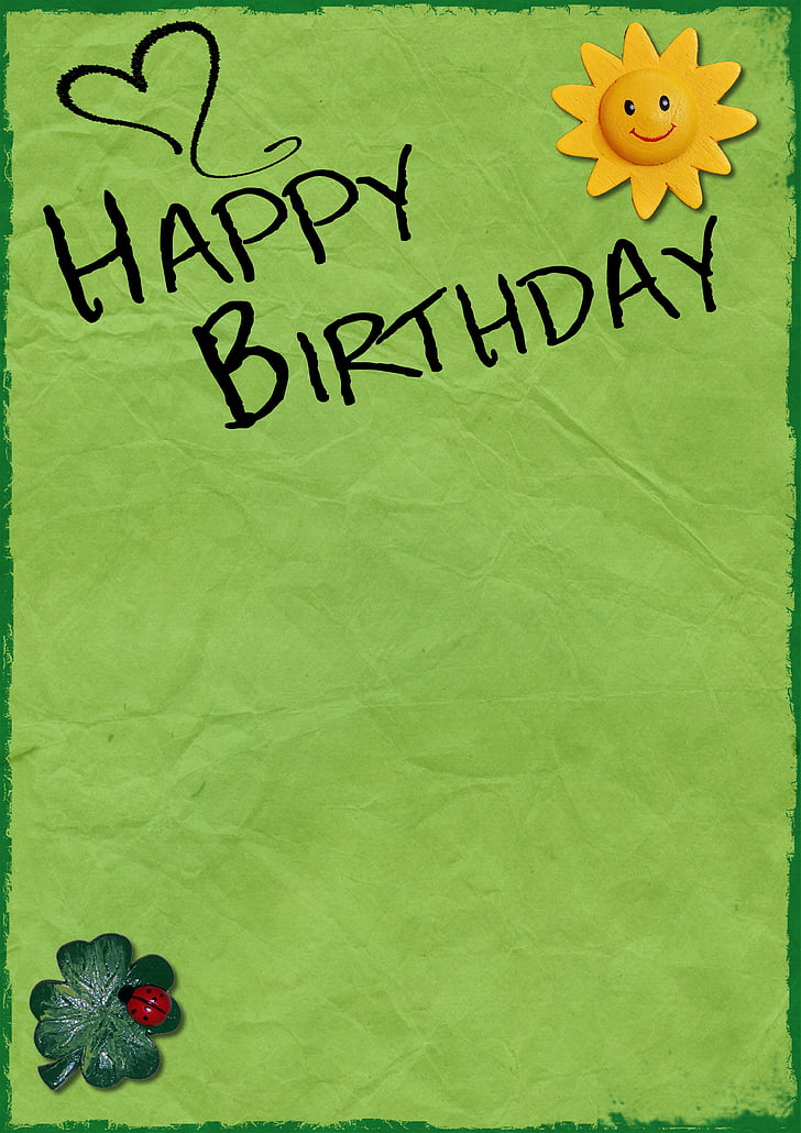 syntymäpäivä, tausta, Syntymäpäiväkortti, Hyvää syntymäpäivää, vihreä, Vintage, Tervehdys