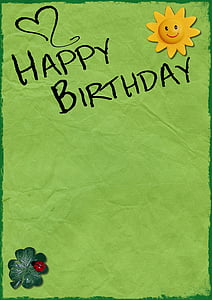anniversaire, arrière-plan, carte d’anniversaire, Joyeux Anniversaire, vert, Vintage, message d’accueil