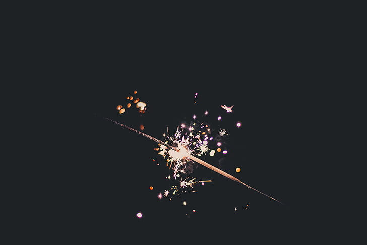 fireworks, nighttime, sparkling, light, dark, night, steel