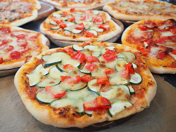 vedeldad pizza, pizza, baka, näringslära, äta, mat, läckra