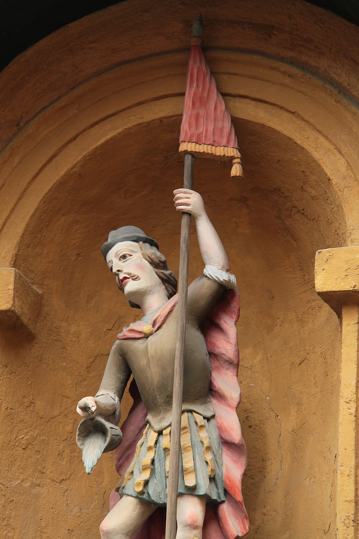 Augsburg, Fuggerei, Bayern, Tyskland, historiske, statue, skulptur