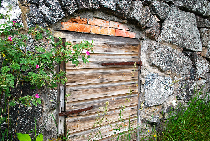 pintu, batu, Ruang bawah tanah, abu-abu, coklat, hijau