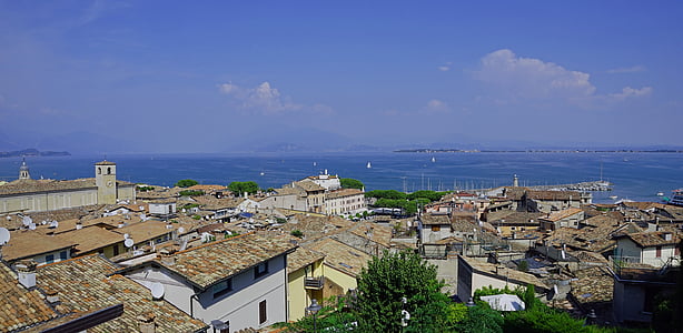 Desenzano, Garda, Italien, tak, Lago, sjön, bostäder