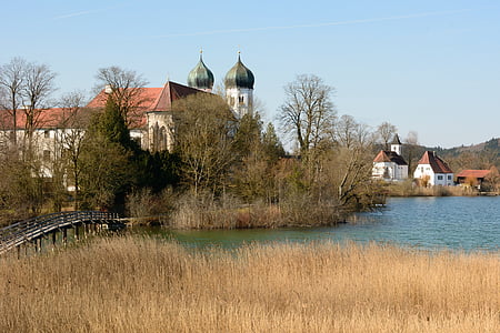 kloster, Seeon, Oberbayern, kloster seeon, sjön, byggnad, benediktinkloster