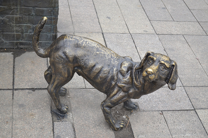 dog, pet, statue, animal, iron, art, replica
