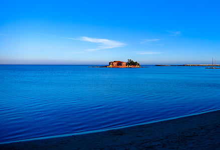 Playa, azul, Casa, Isla, Océano, mar, junto al mar