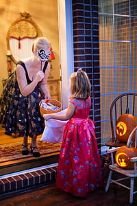 Halloween, triks, Ķirbīte, bērnu, kritums, laimīgs, brīvdiena
