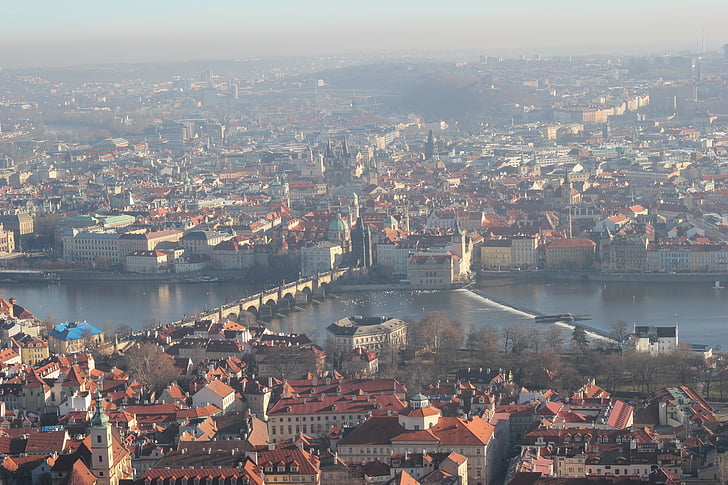 Praga, panorama, Moldava