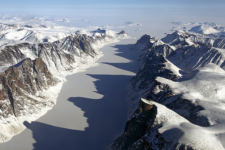 Fjord, Eis, bedeckt, Baffin-Insel, Landschaft, Schnee, landschaftlich reizvolle