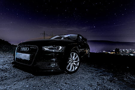 Audi, A4, estrela, ao ar livre, natureza, escuro, Automático
