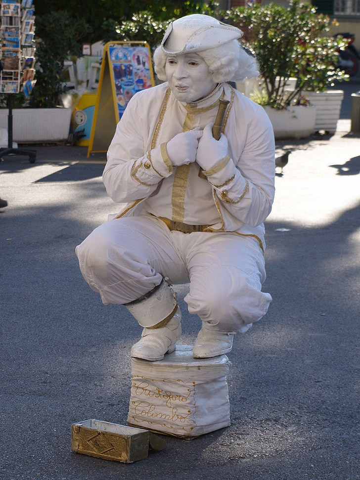 artistes de rue, statue de, pantomime, gens, rue