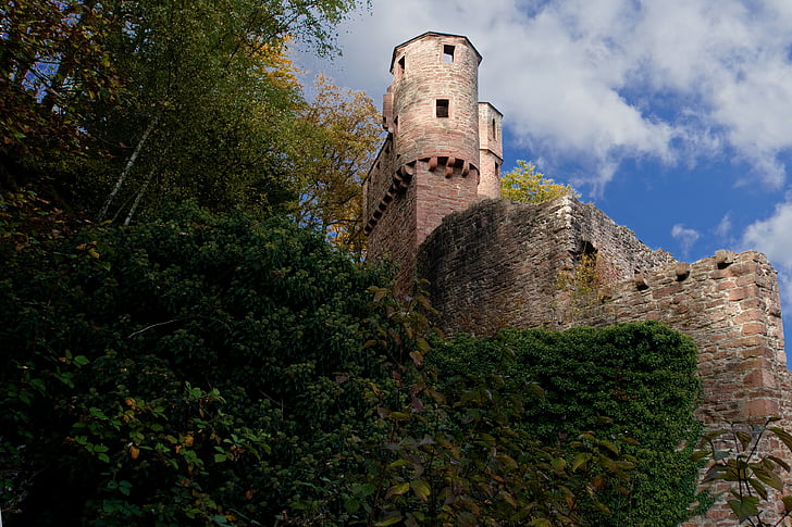 neckarsteinach, hrad, Neckar, Zřícenina, Zřícenina, Německo, Středověk