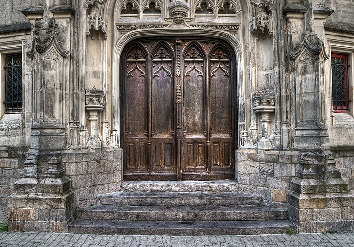 porta, Igreja, antiga, HDR