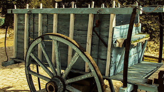 Cypern, Skarinou, vagn, traditionella, transport, trä, gård
