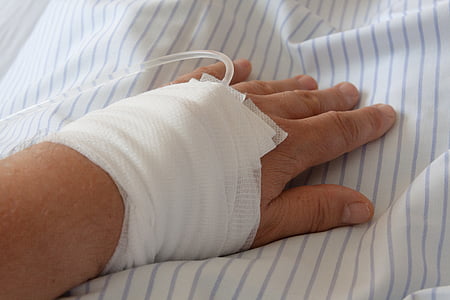 hospital, infusion, hand, association, gauze bandage, protection, hose