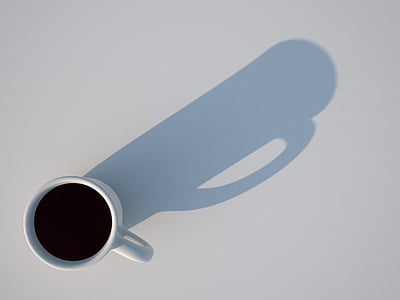 cup, shadow, 3d, rendering, visualization, directly above, studio shot