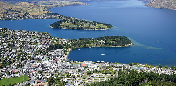 Jezioro wakatipu, Queenstown, szczyt bobs, Nowa Zelandia, Wyspa Południowa, wody, nie ma ludzi