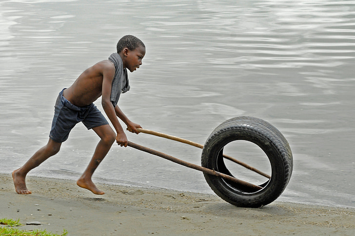 Cậu bé, Ghana, chơi, Bãi biển