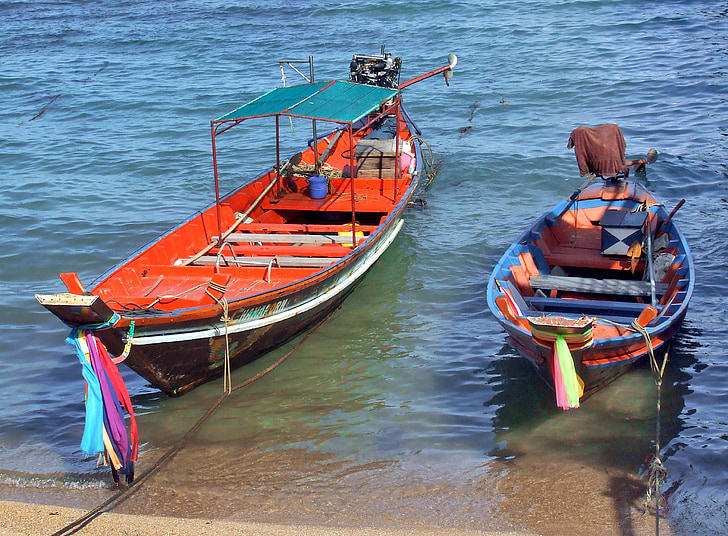 thai, fiskeri, bådene, båd, traditionelle, longtail, long-tail